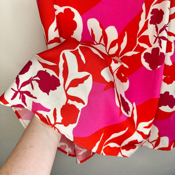 NWT Anthropologie Marimekko Volyymi Serenaadi Pink Red Floral A Line Midi Skirt - Picture 7 of 14